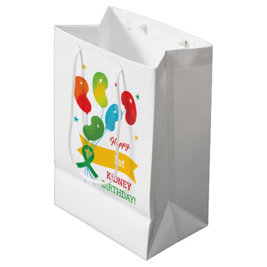 カスタム腎臓移植誕生日カード ミディアムペーパーバッグ (正面アングル)