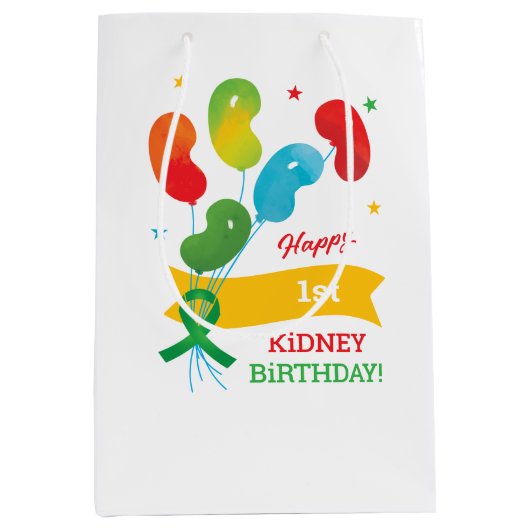 カスタム腎臓移植誕生日カード ミディアムペーパーバッグ (正面)