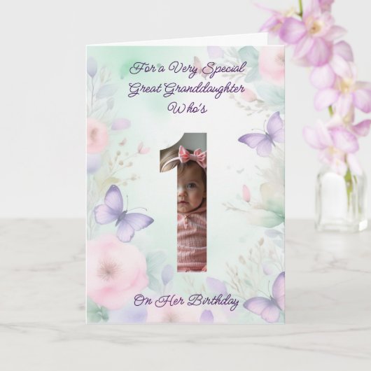 カスタム自分の写真1年の女の子の誕生日 カード (蘭)