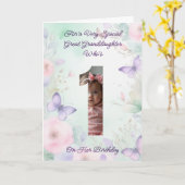 カスタム自分の写真1年の女の子の誕生日 カード (黄色い花)