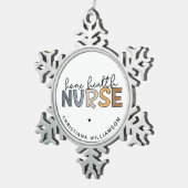 カスタム自宅健康ナース感謝ギフト スノーフレークピューターオーナメント (右)