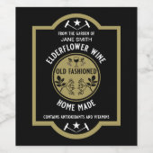 カスタム自家製エルダーフラワー ワインラベル (シングルラベル)