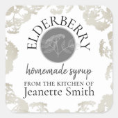 カスタム自家製エルダーベリーキッチングッズ スクエアシール (正面)