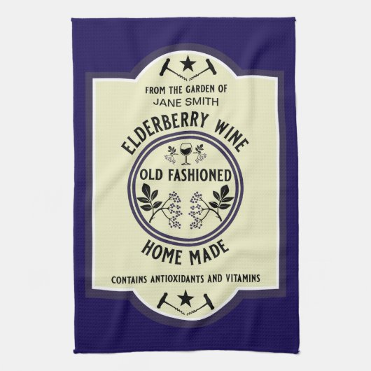 カスタム自家製エルダーベリードリンク キッチンタオル (縦)