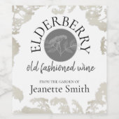 カスタム自家製エルダーベリーワイン ワインラベル (シングルラベル)