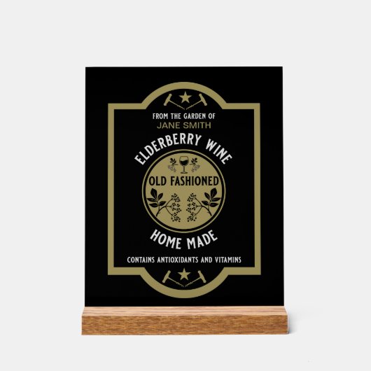 カスタム自家製エルダーベリー アクリルサイン (正面)