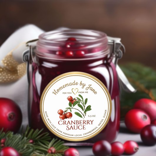 カスタム自家製クランベリーソースハート金ゴールド枠 ラウンドシール