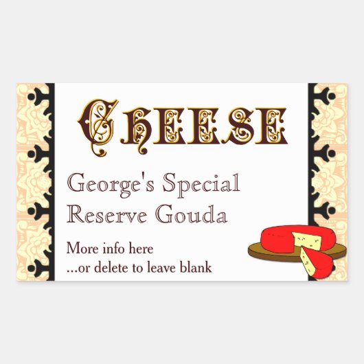 カスタム自家製チーズシールテンプレート 長方形シール (正面)