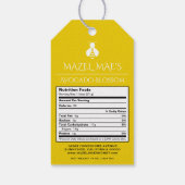 カスタム自家製ハニービー栄養ラベル ギフトタグ (裏面)