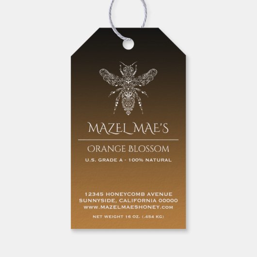 カスタム自家製ハニーフレーバーラベル ギフトタグ (裏面)