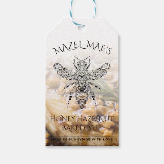 カスタム自家製ハニーヘーゼルナッツブ焼いたリーラベル ギフトタグ (正面)