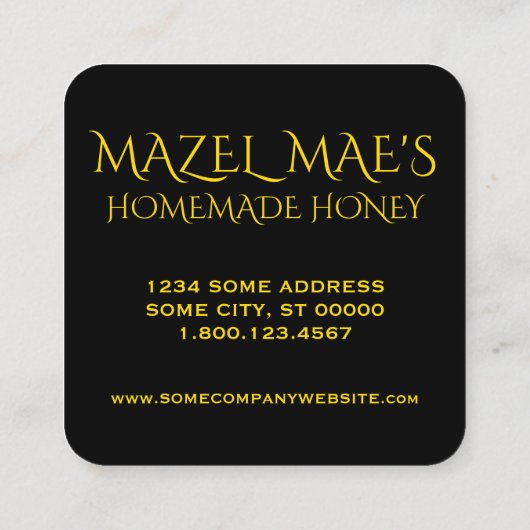 カスタム自家製ハニー スクエア名刺 (裏面)