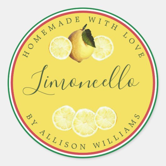 カスタム自家製リモンチェロイタリアン国旗Tricolore ラウンドシール (正面)