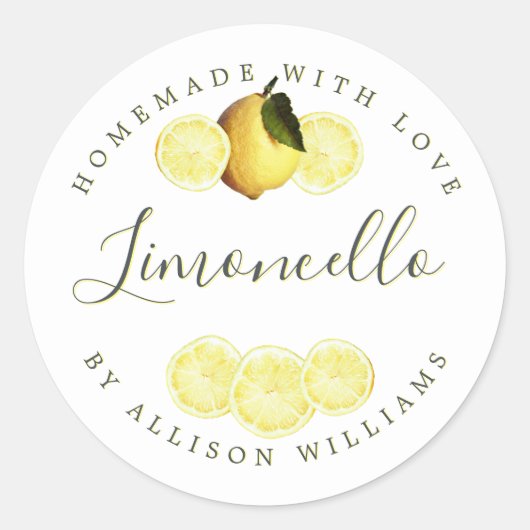 カスタム自家製リモンチェロラベル ラウンドシール (正面)