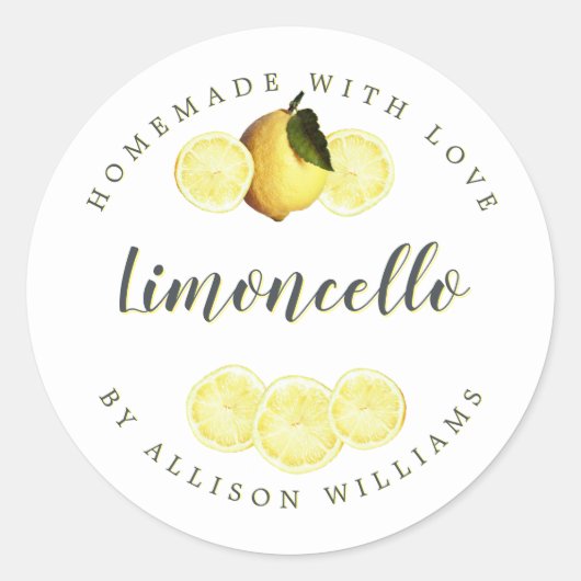 カスタム自家製リモンチェロラベル ラウンドシール (正面)