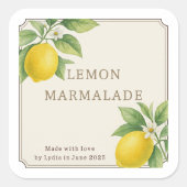カスタム自家製レモンマーマレイドラベル スクエアシール (正面)