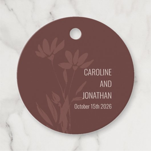 カスタム自然ミニマルMoody Botanical結婚の フェイバータグ (正面)