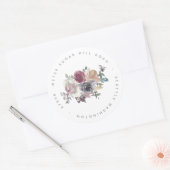 カスタム自然素朴フローラ結婚差出人住所 ラウンドシール (封筒)