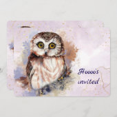 カスタム自然、フクロウ、鳥、誕生日パーティー 招待状 (正面/裏面)