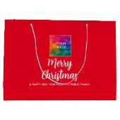 カスタム自身のイメージ会社のロゴ文字メリークリスマス ラージペーパーバッグ (裏面)