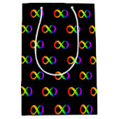 カスタム自閉症インフィニティレインボーシンボルID警告 ミディアムペーパーバッグ (正面)