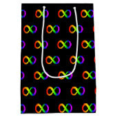 カスタム自閉症インフィニティレインボーシンボルID警告 ミディアムペーパーバッグ (裏面)