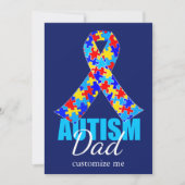 カスタム自閉症パパ ブルーリボン 父の日 カード (正面)