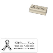 カスタム自閉症啓発リボン差出人住所 ラバースタンプ (押印)