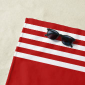 カスタム航海のいかりオン赤と白ストライプ ビーチタオル (インサイチュ)
