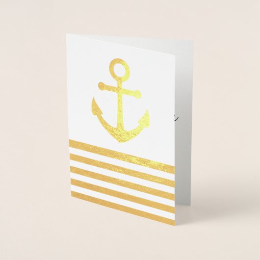 カスタム航海のいかりストライプのサンキューカード 箔カード (正面)