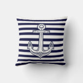 カスタム航海のいかりネイビーブルーストライプ クッション (裏面)