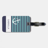 カスタム航海のアクアターコイズストライプの型 ラゲッジタグ (裏面横)