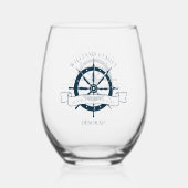 カスタム航海のクルーズ船車輪船船長 ステムなしワイングラス (正面)