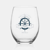 カスタム航海のクルーズ船車輪船船長 ステムなしワイングラス (裏面)
