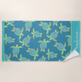 カスタム航海のコースタルシーターコイズブルー ビーチタオル (正面)