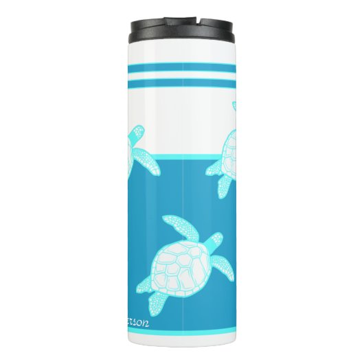 カスタム航海のコースタルシータートルブルーティール（緑がかった色）ホワイト タンブラー (裏面)