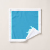 カスタム航海のコースタルシータートルブルーティール（緑がかった色）ホワイト バスタオルセット (ウォッシュタオル)