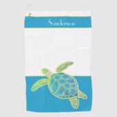 カスタム航海のコースタルシーティール（緑がかった色）ブルー ゴルフタオル (正面)