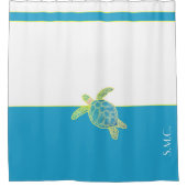 カスタム航海のコースタルシーティール（緑がかった色）ブルー シャワーカーテン (正面)