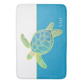 カスタム航海のコースタルシーティール（緑がかった色）ブルー バスマット (正面縦)