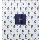 カスタム航海のシーホースネイビー海ビーチ シャワーカーテン (正面)