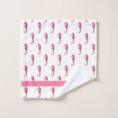 カスタム航海のシーホースバスルームシーコーラルピンク バスタオルセット (ウォッシュタオル)