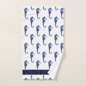 カスタム航海のシーホースバスルーム海ブルーバス バスタオルセット (ハンドタオル)