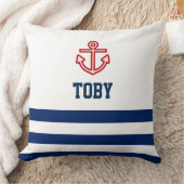 カスタム航海のネイビーホワイトストライプ クッション (ブランケット)