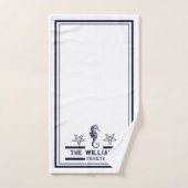 カスタム航海のバスルーム海ネイビーブルーホワイト バスタオルセット (ハンドタオル)