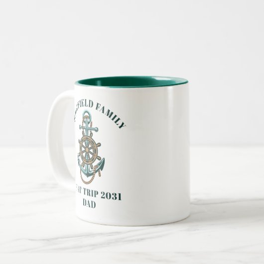 カスタム航海のファミリークルーズバケーションボートトリップ ツートーンマグカップ (正面左)