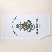 カスタム航海のファミリークルーズバケーションボートトリップ ビーチタオル (正面)