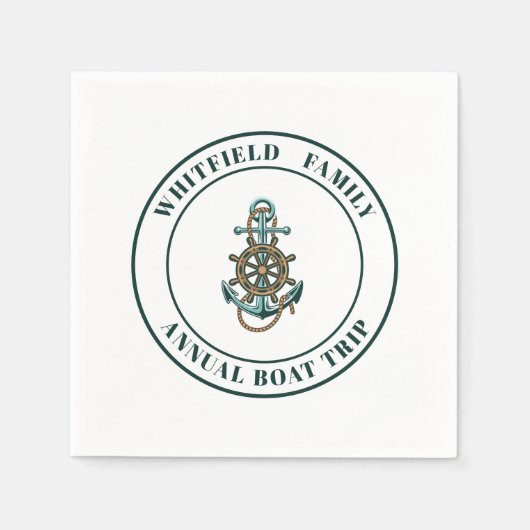 カスタム航海のファミリーヨットサマーセーリング紙 スタンダードカクテルナプキン (正面)
