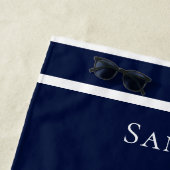 カスタム航海のホワイトネイビー青ビーチT ビーチタオル (インサイチュ)