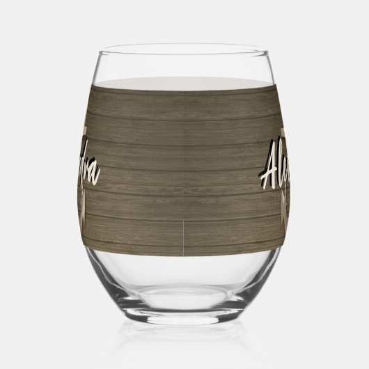 カスタム航海のボートいかり名ウッド ステムなしワイングラス (右)
